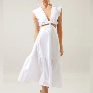 Cut Out White Midi Dress